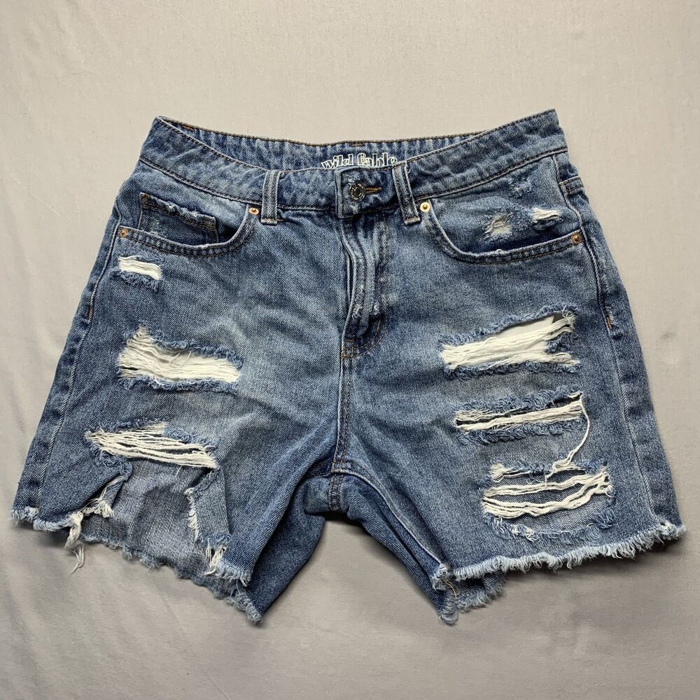Wild Fable Denim Shorts Blue Jean Size 2 Distressed Torn High Rise
